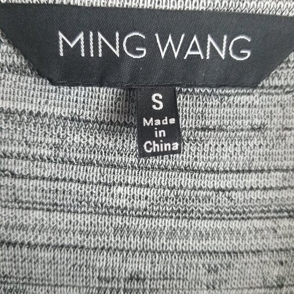 Ming Wang Women's Heather Grey Fushia Pink White Cardigan Sz S - Picture 3 of 7